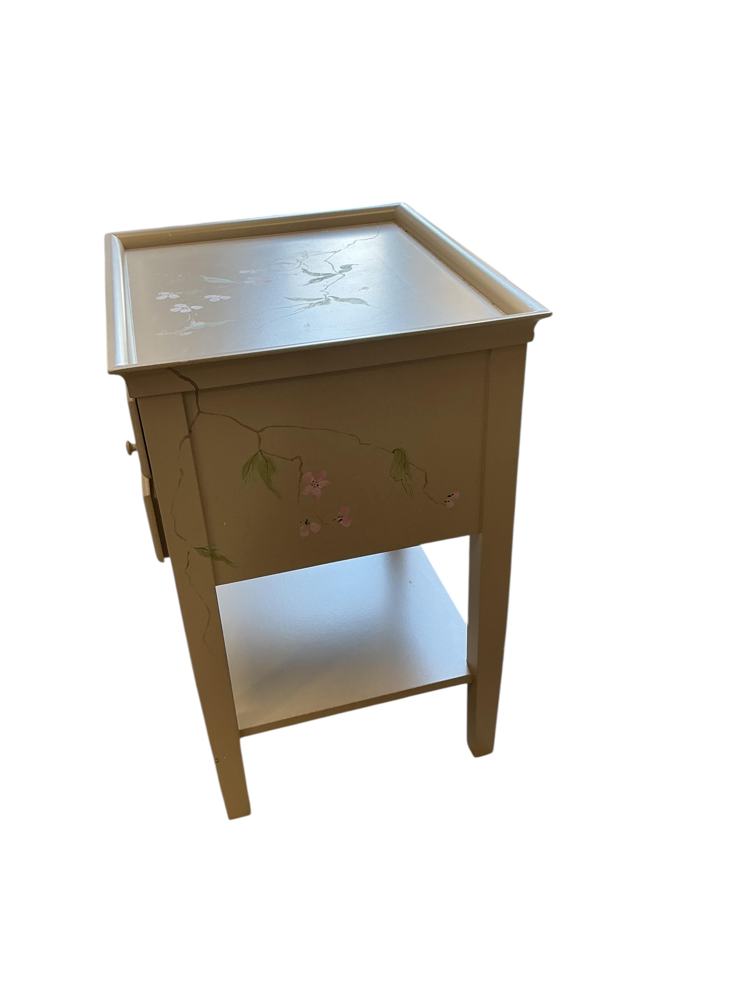 A Contemporary painted two drawer two tier bedside table, width 48cm, depth 42cm, height 65cm